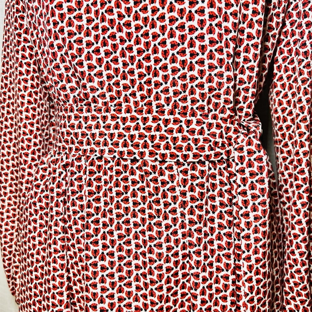 Carolina Herrera New York Ladybug Print Long Sleeve Belted Dress Sz 12 $2690 NWT - Picture 6 of 15